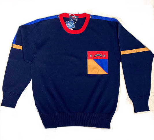 Paul & Shark navy wool jumper w patches, BNWT 90s