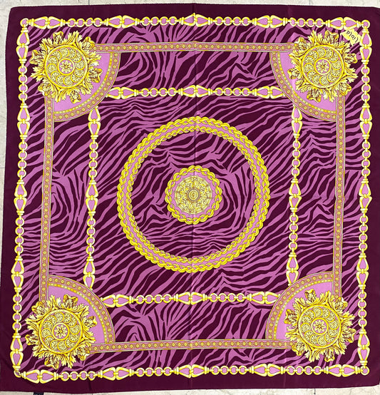 Liolá purple tiger/baroque print pure silk scarf BNWT