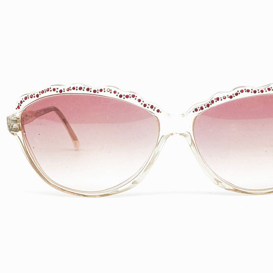 Stendhal Paris elegant cateye cello sunglasses with pink degrade lenses and charming browline design, NOS Made in France 80s