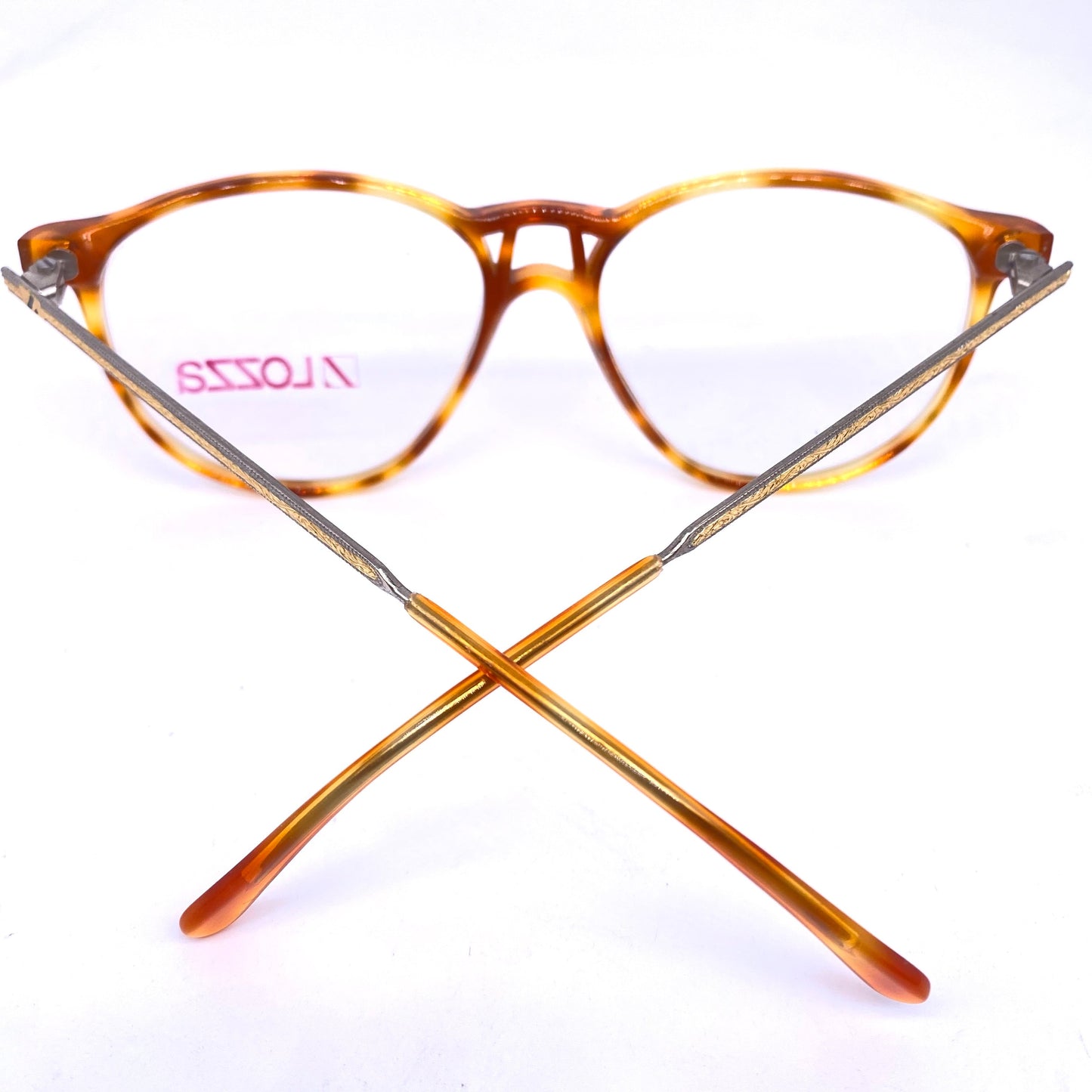 Lozza Gotic 3 demi blonde aviator with deco silver/gold temples, NOS 80s