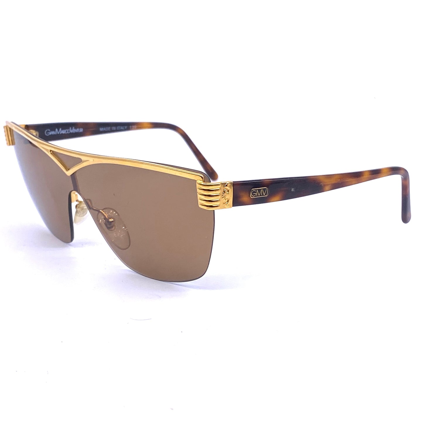 Gian Marco Venturi golden shield - mask sunglasses with tortoise temples