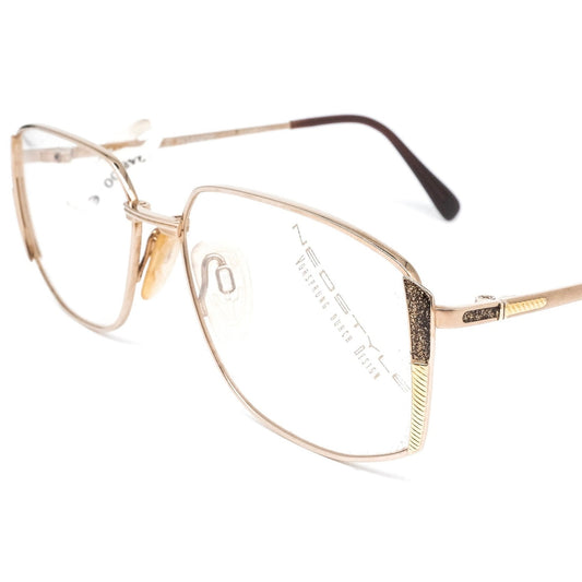 Neostyle 003 335 square golden geeky eyeglasses frames, 1980s NOS France e