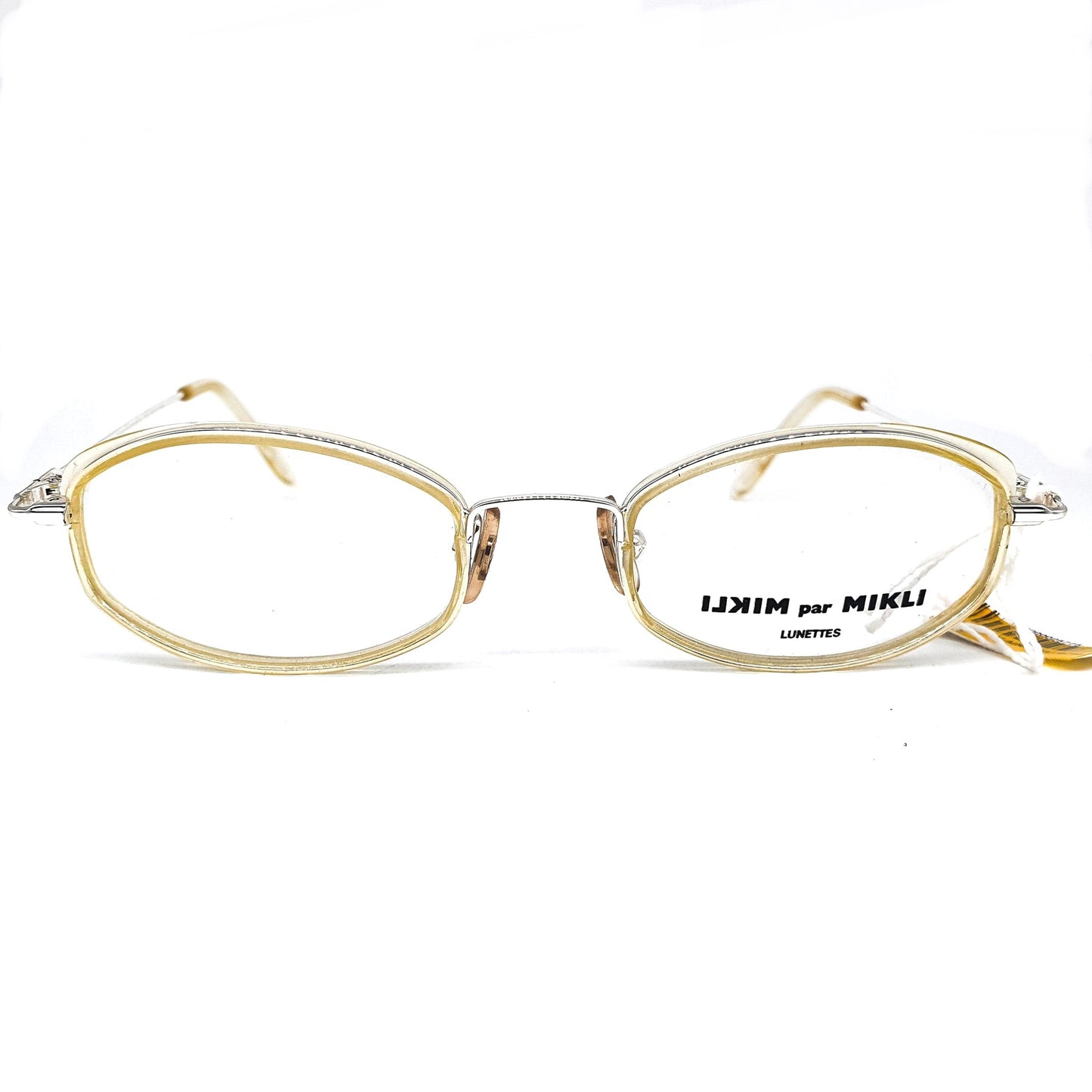 Alain Milki 8718 Vintage clear light yellow square Eyeglasses Frame, 90s NOS handmade in France