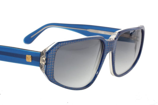 Pierre Balmain 1046 vintage blue drop shape sunglasses with flat browline, NOS 80s Made in France