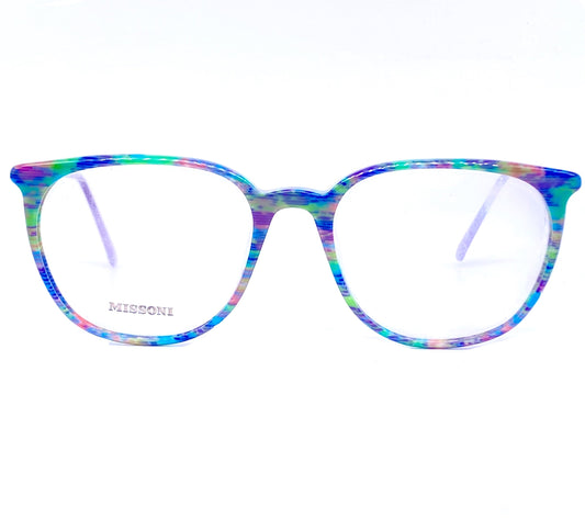 Missoni M881 multicolor pixel art celluloid glasses frames, classic 1980s NOS Italy