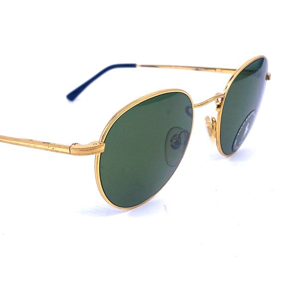 Polo Ralph Lauren NOS 80s round gold plated sunglasses w crystal tempered lenses